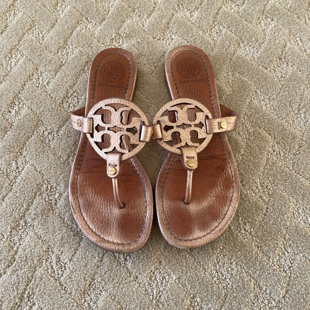 Tory Burch Rose Gold Miller Sandals